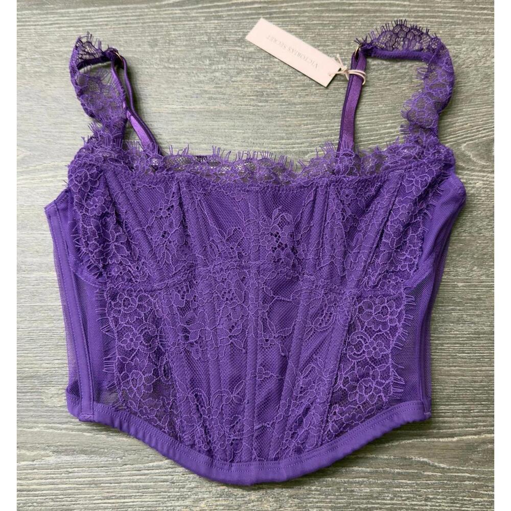 Victoria's Secret Dream Angels Vibrant Purple Lace Corset Bra Top XS - Picture 1 of 2
